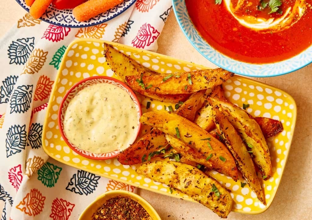 Yummy Potato Wedges with Creamy Dipping Sauce