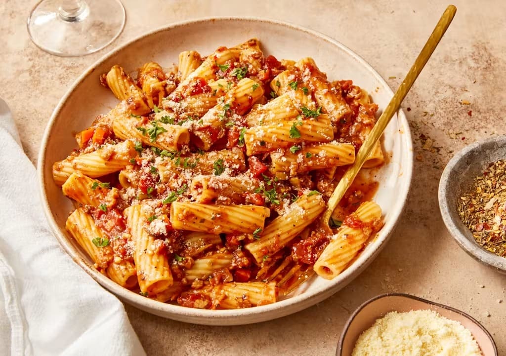 Rigatoni with Bolognese Sauce