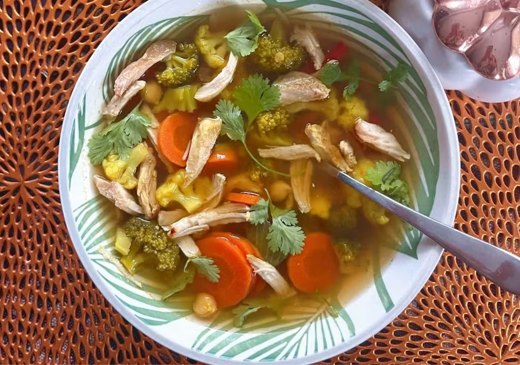 A warming curry spiced soup for your turkey leftovers