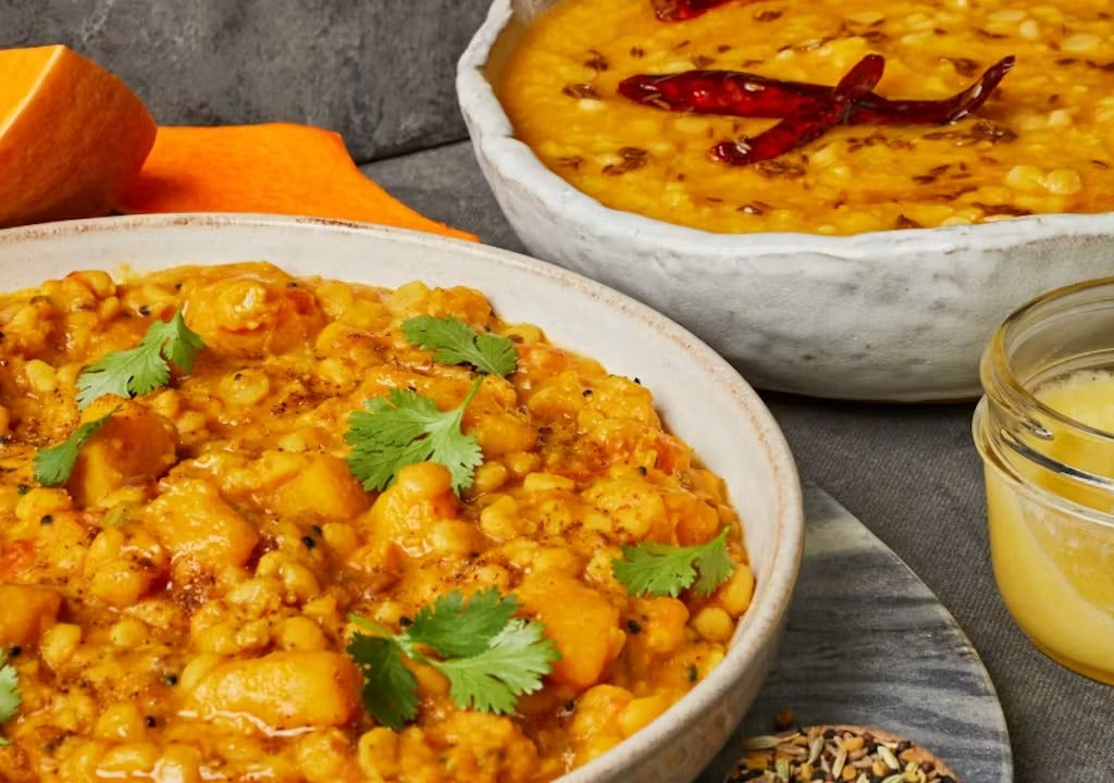 From New Indian Basics: Panch Phoran Channa Dal with Pumpkin